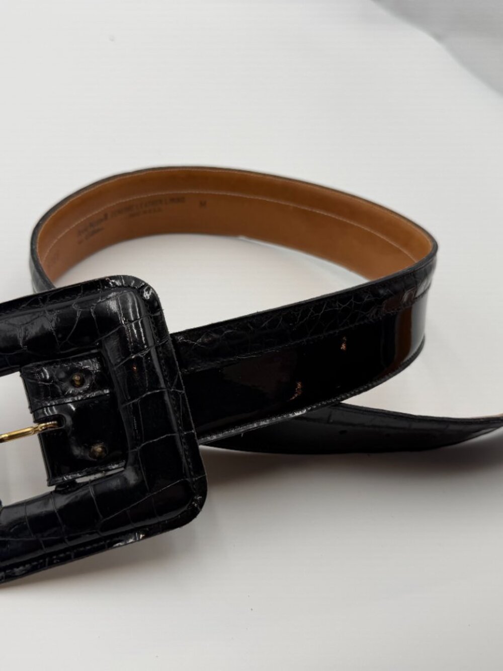 Anne Klein Croc Embossed Leather Belt